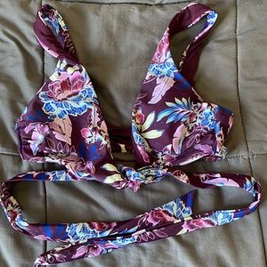 floral print tie bathing suit top